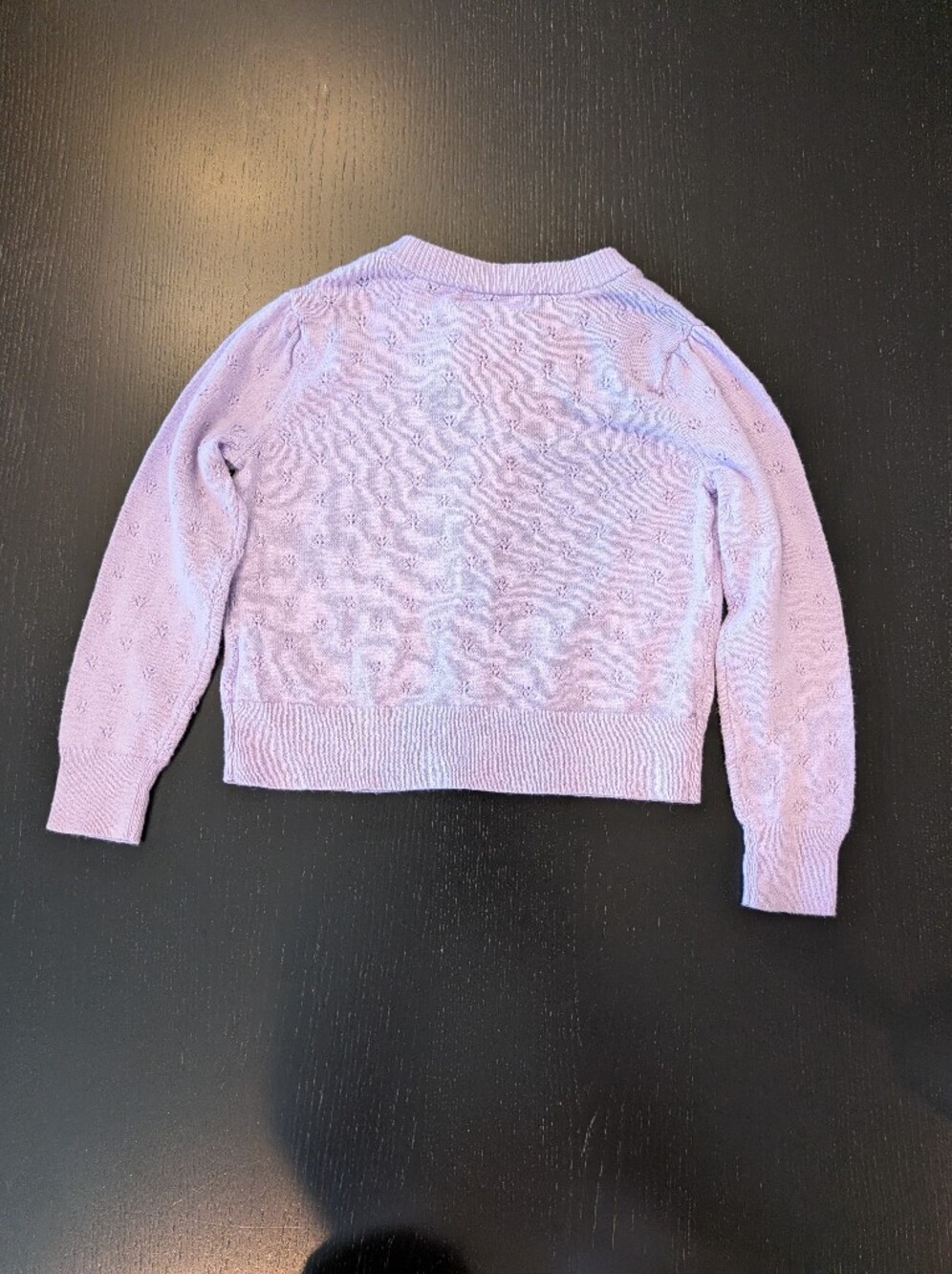 Cat & Jack Lavender Pointelle Button-Front Sweater - Picture 5 of 6